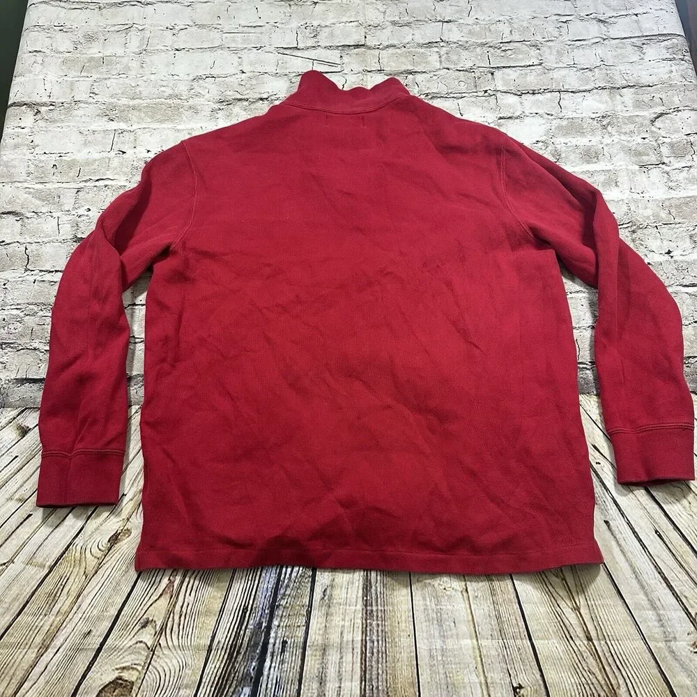 Polo Ralph Lauren Sweater Mens Large Red 1/4‎ Zip Pullover Pony Logo Preppy